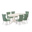 Pemberly Row 7-Piece Kitchen Table Set in Linen White with Parson Chairs
