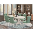 Pemberly Row 7-Piece Kitchen Table Set in Linen White with Parson Chairs