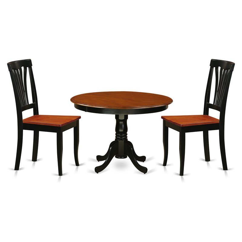 Pemberly Row 3-Piece Wood Dining Table Set in Black and Cherry