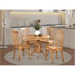Pemberly Row 5-Piece Dining Set with Oak Finish and Slatted Back Chairs