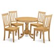 Pemberly Row 5-Piece Dining Set with Oak Finish and Slatted Back Chairs