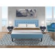 Pemberly Row 3-Piece Wingback Bedroom Set in Denim Blue with Nightstands