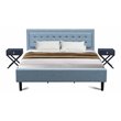 Pemberly Row 3-Piece Wingback Bedroom Set in Denim Blue with Nightstands