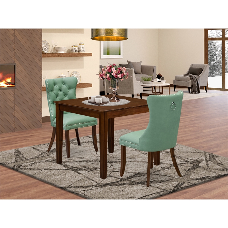Pemberly Row 3-Piece Dining Table Set in Willow Green and Antique Walnut