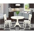 Pemberly Row 3-Piece Wood Dining Set with Slatted Back in Linen White