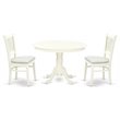 Pemberly Row 3-Piece Wood Dining Set with Slatted Back in Linen White