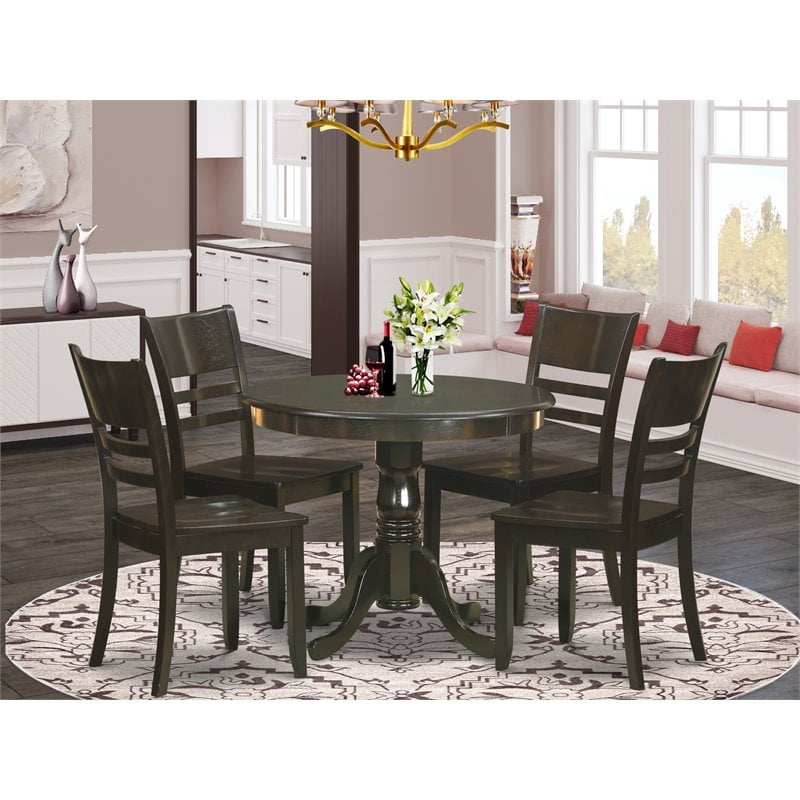 Pemberly Row Traditional 5-Piece Wood Kitchen Set in Cappuccino
