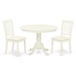 Pemberly Row 3-Piece Dining Set with Linen Upholstered Chairs in White