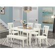 Pemberly Row 6-Piece Wood Dining Set with Slatted Chairs in White Finish