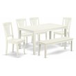 Pemberly Row 6-Piece Wood Dining Set with Slatted Chairs in White Finish