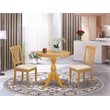 Pemberly Row 3-Piece Dining Set with Oak Finish and Fabric Chairs