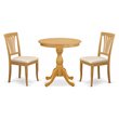 Pemberly Row 3-Piece Dining Set with Oak Finish and Fabric Chairs