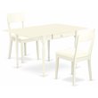 Pemberly Row 3-Piece Dining Set with Leather Seat in Linen White
