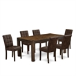 Pemberly Row 7-Piece Dining Set in Distressed Jacobean with Faux Leather