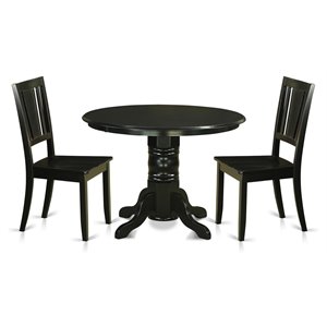 Pemberly Row 3-Piece Wood Dining Table and Chairs in Black Finish