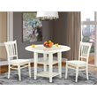 Pemberly Row 3-Pc Wood Dining Set in Linen White with Drop Leaves