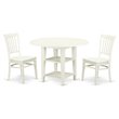 Pemberly Row 3-Pc Wood Dining Set in Linen White with Drop Leaves
