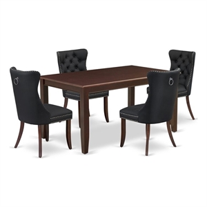 Pemberly Row 5-Piece Dining Table Set with Faux Leather in Mahogany