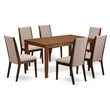 Pemberly Row Mahogany 7-Piece Wood Dining Table Set with Upholstered Chairs