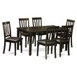 Pemberly Row 7 Pc Wood Dining Set with Leather Seats in Cappuccino