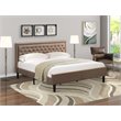 Pemberly Row Wood & Linen Fabric King Size Bed in Khaki Brown