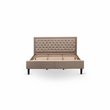 Pemberly Row Wood & Linen Fabric King Size Bed in Khaki Brown