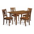 Pemberly Row 5-Piece Wood Ladder-Back Dinette Set in Saddle Brown