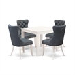 Pemberly Row 5-Piece Dining Table Set in Linen White with Platinum Gray