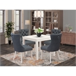 Pemberly Row 5-Piece Dining Table Set in Linen White with Platinum Gray