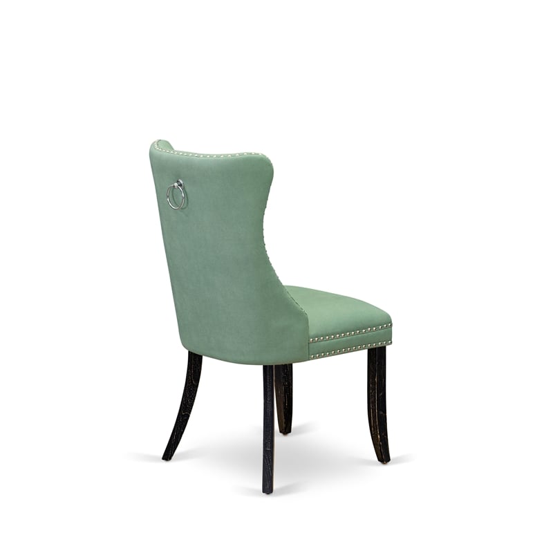 Pemberly Row Faux Leather Parson Dining Chairs in Willow Green (Set of 2)