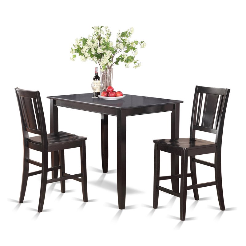 Pemberly Row 3-Piece Counter Height Wood Dining Set in Black