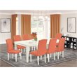 Pemberly Row 9-Piece Dining Set with Rectangular Table in Linen White