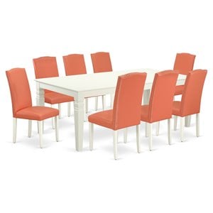 Pemberly Row 9-Piece Dining Set with Rectangular Table in Linen White