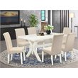 Pemberly Row 7-Piece Dining Set with Pedestal Table & Chairs in Cream