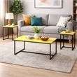 Pemberly Row 3 Piece Coffee Table and End Table Set Yellow Carbon Fiber Top