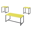 Pemberly Row 3 Piece Coffee Table and End Table Set Yellow Carbon Fiber Top