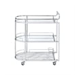 Pemberly Row Serving Cart with Oval Shape and Metal Bar Handle in Silver