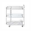 Pemberly Row Serving Cart with Oval Shape and Metal Bar Handle in Silver