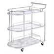 Pemberly Row Serving Cart with Oval Shape and Metal Bar Handle in Silver
