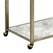 Pemberly Row 2-Tier Serving Cart with Faux Marble and Metal Frame Silver