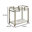 Pemberly Row 2-Tier Serving Cart with Faux Marble and Metal Frame Silver