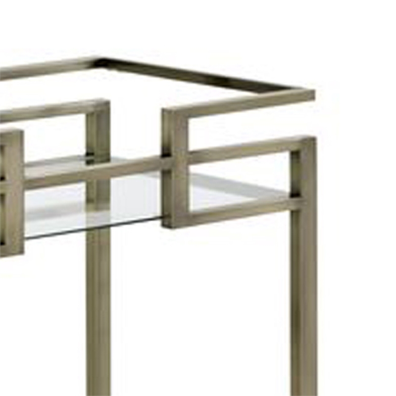 Pemberly Row 2-Tier Serving Cart with Faux Marble and Metal Frame Silver