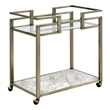 Pemberly Row 2-Tier Serving Cart with Faux Marble and Metal Frame Silver