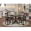 Pemberly Row 5-Piece Wood Dining Set with Slatted Back Seats in Cappuccino