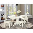 Pemberly Row 5-Piece Dining Set with Panel Back Chairs in Linen White