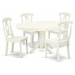 Pemberly Row 5-Piece Dining Set with Panel Back Chairs in Linen White