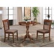 Pemberly Row 3-Piece Round Dining Set with Fabric Chairs in Mahogany