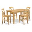 Pemberly Row 5-Piece Rubberwood Dining Set with Bar Stools in Oak