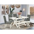 Pemberly Row 6-Piece Dinette Table Set with Bench in Linen White Finish