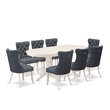 Pemberly Row 9-Piece Oval Dining Set in Linen White and Platinum Gray